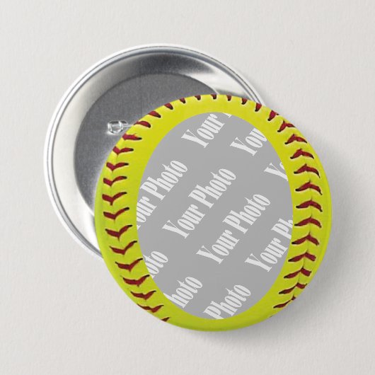 Fastpech-Softball-Fotovorlage Button (Vorne & Hinten)