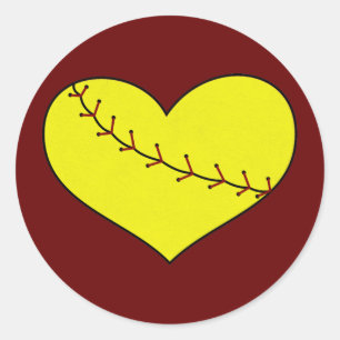 Fastpech Softball-Heart-Sticker Runder Aufkleber