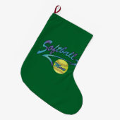 Fastpech Softball Mama Athletic Schwanz Großer Weihnachtsstrumpf (Vorderansicht (hängend))