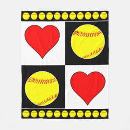 Fastpey Player Softballs & Hearts Fleece Blanket
