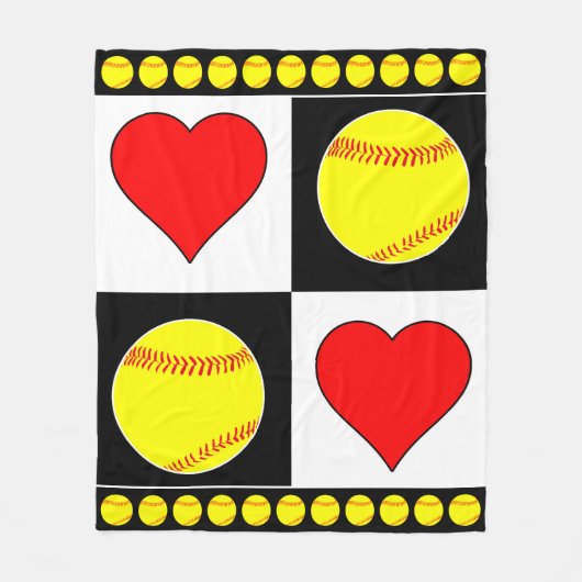 Fastpey Player Softballs & Hearts Fleece Blanket (Vorderseite)