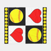 Fastpey Player Softballs & Hearts Fleece Blanket (Vorderseite (Horizontal))
