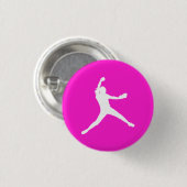 Fastpitch Silhouette-Knopf-Rosa Button (Vorne & Hinten)