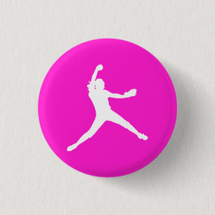 Fastpitch Silhouette-Knopf-Rosa Button