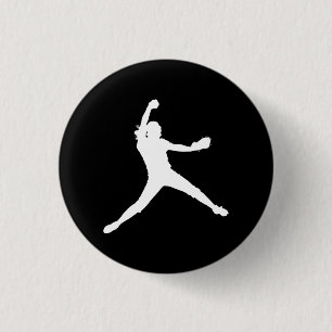 Fastpitch Silhouette-Knopf-Schwarzes Button
