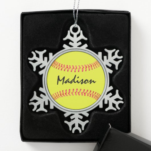 Fastpitch Softball Snowflake Weihnachtsschmuck Schneeflocken Zinn-Ornament (Box)