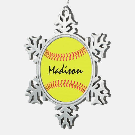 Fastpitch Softball Snowflake Weihnachtsschmuck Schneeflocken Zinn-Ornament (Rechts)