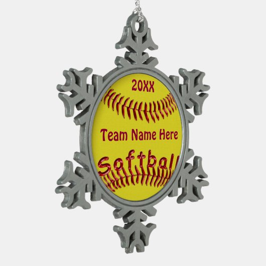 Fastpitch Softball verziert TEAM-NAMEN und JAHR Schneeflocken Zinn-Ornament (Links)