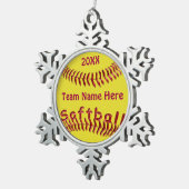 Fastpitch Softball verziert TEAM-NAMEN und JAHR Schneeflocken Zinn-Ornament (Rechts)