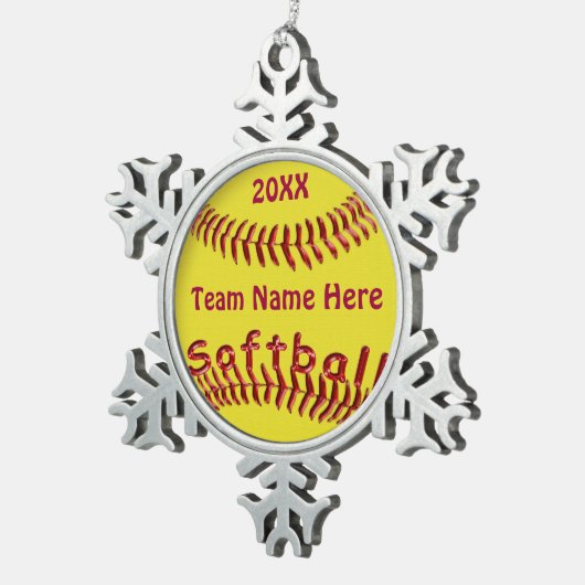 Fastpitch Softball verziert TEAM-NAMEN und JAHR Schneeflocken Zinn-Ornament (Rechts)