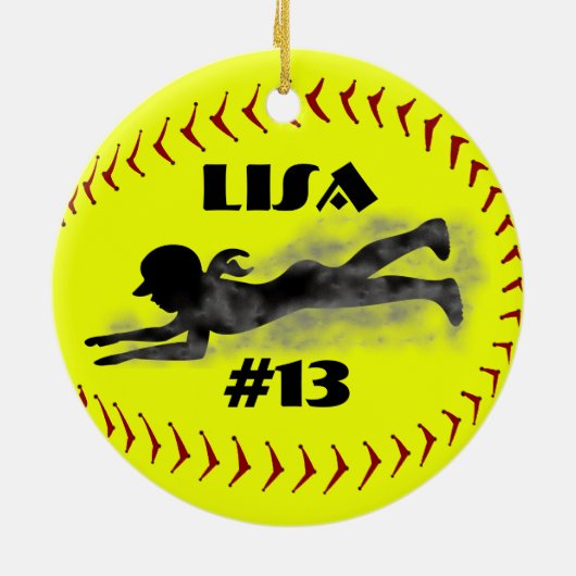 Fastpitch Softball-Verzierung Keramik Ornament (Hinten)