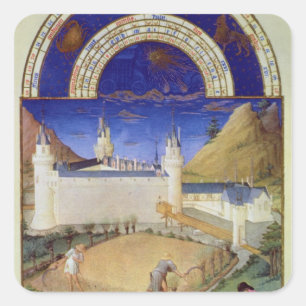 Faszimile: Ernte und Schafe Quadratischer Aufkleber