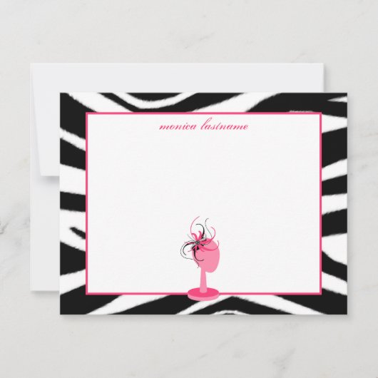 Faszinator & Hut Stand Zebra Print Flat Notecards Mitteilungskarte (Vorderseite)