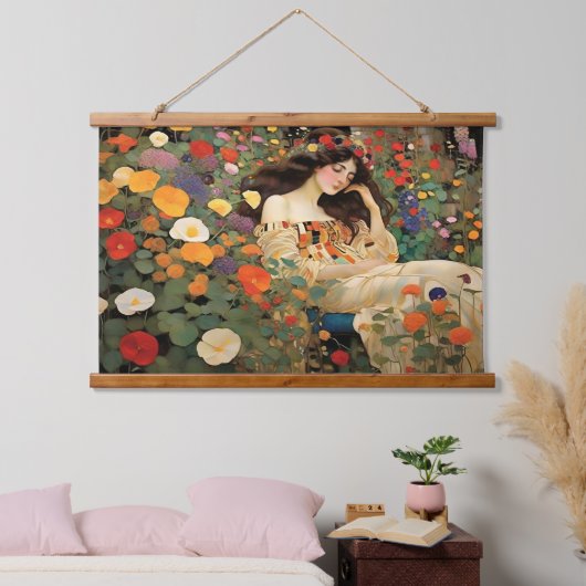 Faszinierend Vintage Hütte Landschaft Impressionis Wandteppich Mit Holzrahmen (Schlafzimmer)