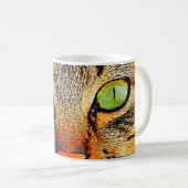 Faszinierende grüne mit Augen Katze Kaffeetasse (VorderseiteRechts)