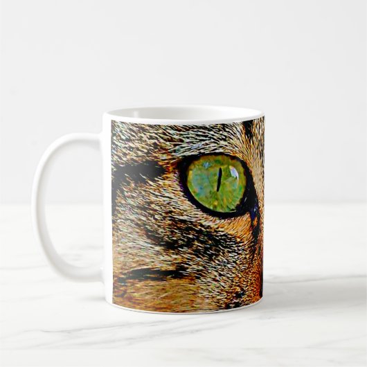 Faszinierende grüne mit Augen Katze Kaffeetasse (Links)