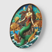 Faszinierende Meerjungfrau auf einem Felsen unter Große Wanduhr (Winkel)