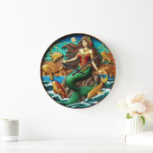 Faszinierende Meerjungfrau auf einem Felsen unter  Große Wanduhr (Zuhause)