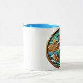 Faszinierende Meerjungfrau auf einem Felsen unter Tasse (Zentrum)