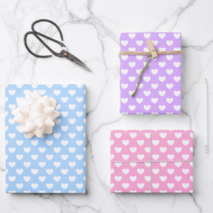 Faszinierende Pastellfarben mit Niedlichem Herzmus Geschenkpapier Set