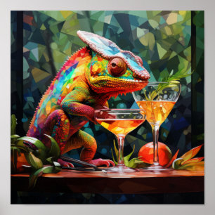 Faszinierender Chameleon Drink: Kubismus 8K High P Poster