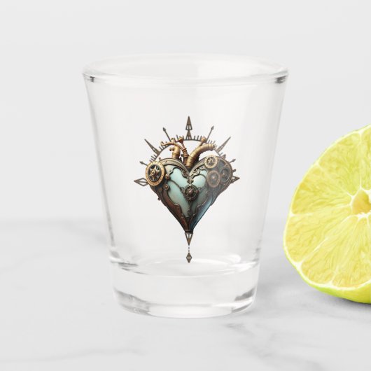 Faszinierendes Dampfherz Schnapsglas (Vorderseite)