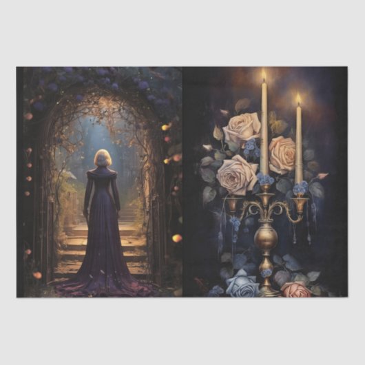 faszinierendes Deko der Fantasy Gothic Florals Seidenpapier (Vorderseite)