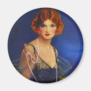 Faszinierendes Flapper Girl w/ Mitternacht blaues  Magnet