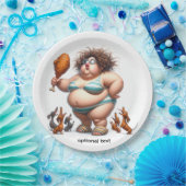 Fat Animated Girl Essen Freund Huhn Pappteller (Party)