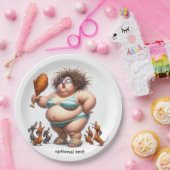 Fat Animated Girl Essen Freund Huhn Pappteller (Party)