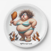 Fat Animated Girl Essen Freund Huhn Pappteller (Vorderseite)