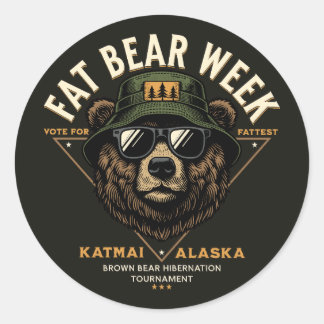 Fat Bear Week Winterschlaf-Turnier Katmai Alaska Runder Aufkleber