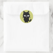 Fat Black Kitten Runder Aufkleber (Tasche)
