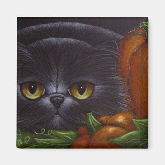 FAT BLACK PERSIAN CAT Magnet (Vorne)