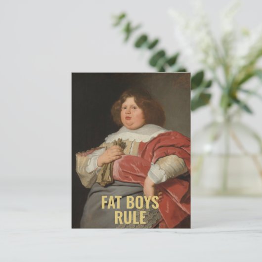 Fat Boys Rule - Funny 17th C. Fine Art Portrait Postkarte (Stehend Vorderseite)