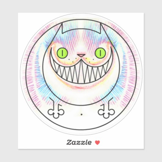 Fat Cat Cheshire Cat Custom-Cut Vinyl Sticker (Blatt)