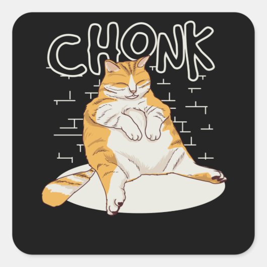 Fat Cat Chonk Scale Chonky Meme Chonker Cat Quadratischer Aufkleber (Vorderseite)