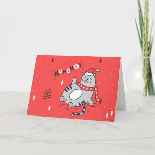 Fat Cat Christmas Illustration Feiertagskarte