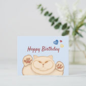 Fat cat Happy Birthday Postkarte (Stehend Vorderseite)
