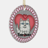 Fat Cat Heart Keramik Ornament (Rechts)