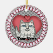 Fat Cat Heart Keramik Ornament (Vorne)