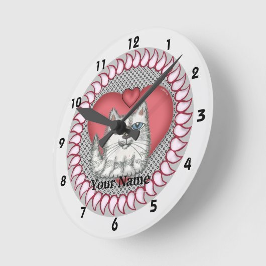 Fat Cat Heart Uhr (Winkel)