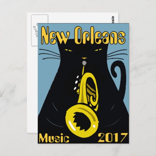 Fat Cat New Orleans Music 2017 Postkarte (Vorne/Hinten)