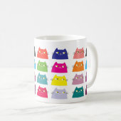 Fat Cat Pattern Cartoon Farbenfroh Funny Vibranig Kaffeetasse (VorderseiteRechts)
