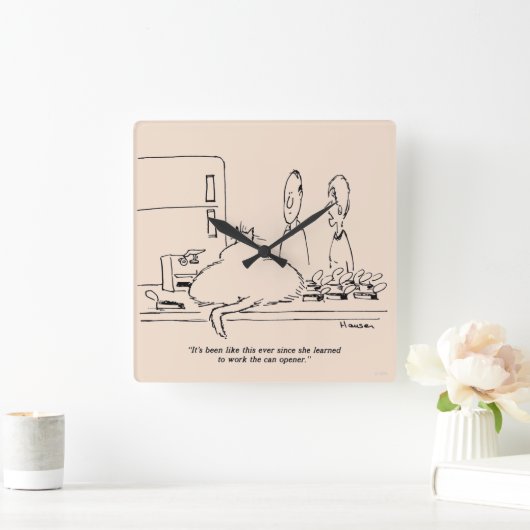 Fat Cat Quadratische Wanduhr (Zuhause)