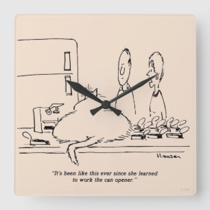 Fat Cat Quadratische Wanduhr