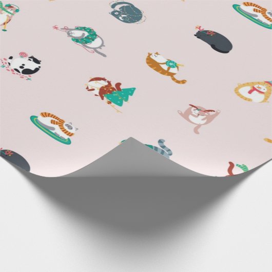 Fat Cat Weihnachtsmuster Geschenkpapier (Ecke)
