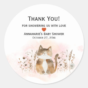 Fat Cat Whimiscal Baby Dusche   Runder Aufkleber