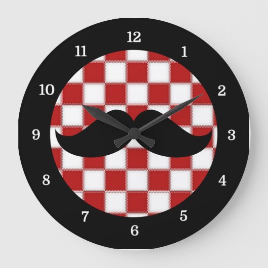 Fat Chef Mustache Clock Große Wanduhr (Vorderseite)