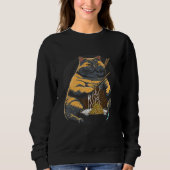 Fat Cute Cat Japanese Samurai Sumo Animal Art Sweatshirt (Vorderseite)